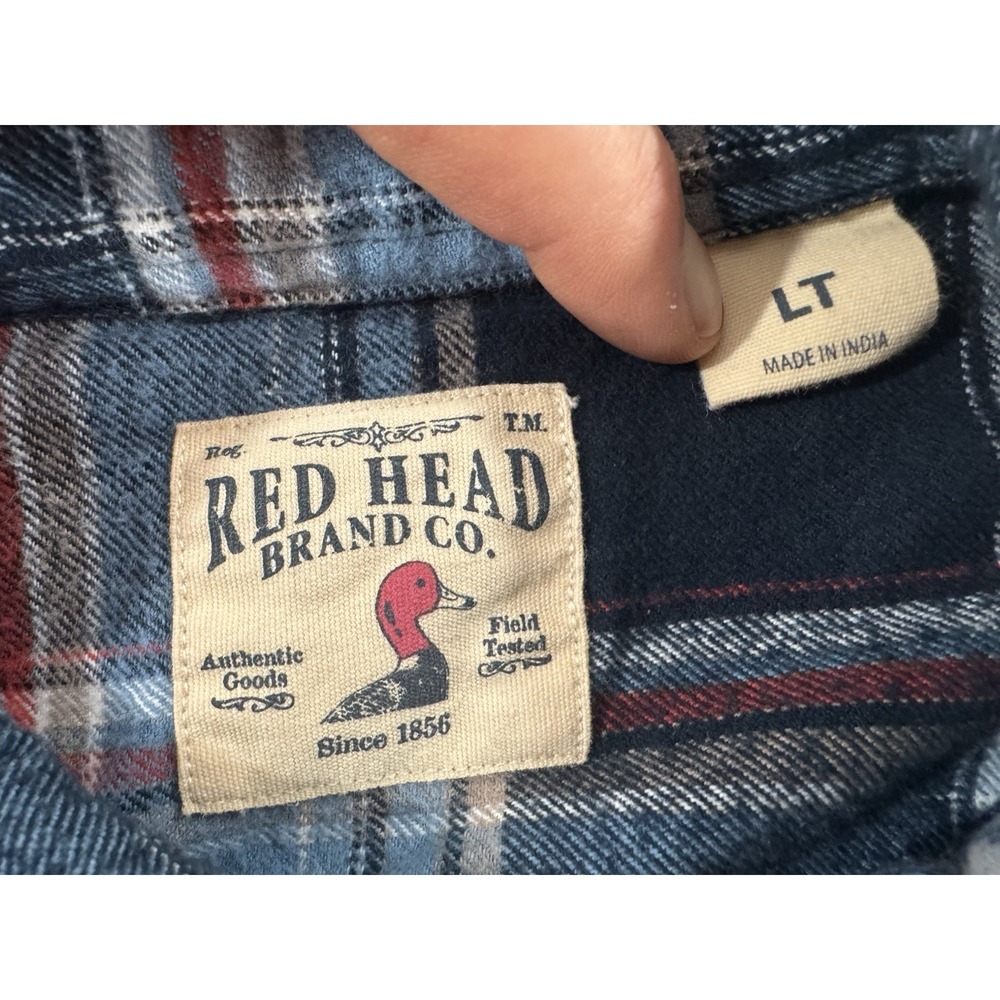 Red Head Shirt Jacket Mens L Tall Flannel Shacket Soft Comfort Western Red Blue‎ - Picture 3 of 11